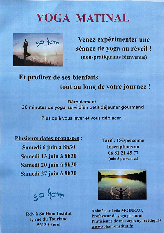 Yoga matinal animation So Ham Leïla atelier La Roche Bernard