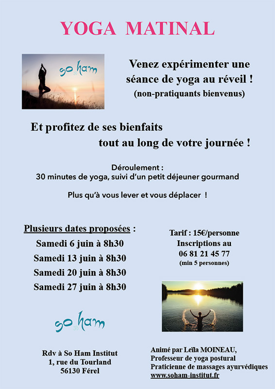 Yoga matinal animation So Ham Leïla atelier La Roche Bernard